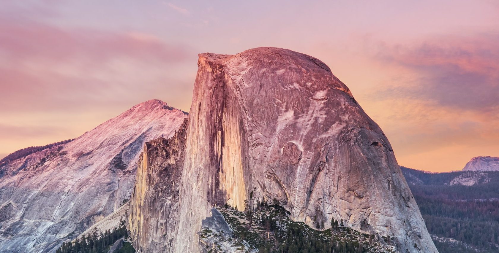 Half Dome, Yosemite National Park Clifornia, sunset light on granite peak